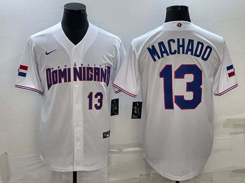 Men 2023 World Cub 13 Machado White Nike MLB Jersey
